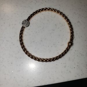 Elegant Gold and Silver Women's Bracelet .22 Crt 18k Gold Hand Made From Italy.